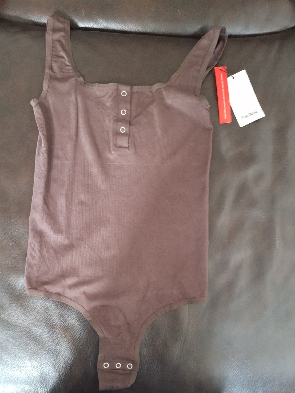 Popilush Women’s Brown Ribbed Bodysuit Shapewear